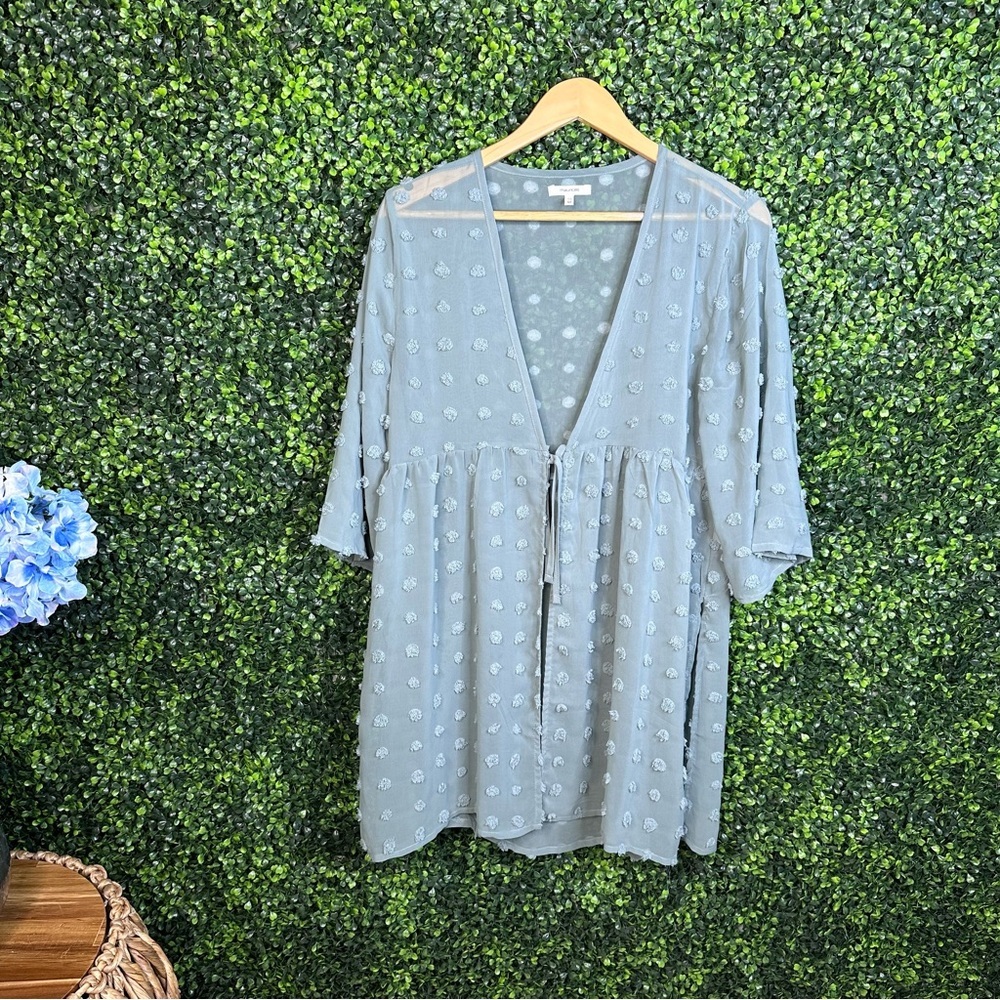 Sage green swiss dot sheer cardigan‎
